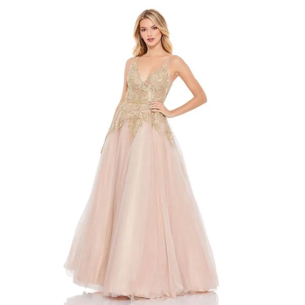 Mac Duggal 11170 Maxi dress champagne US2
